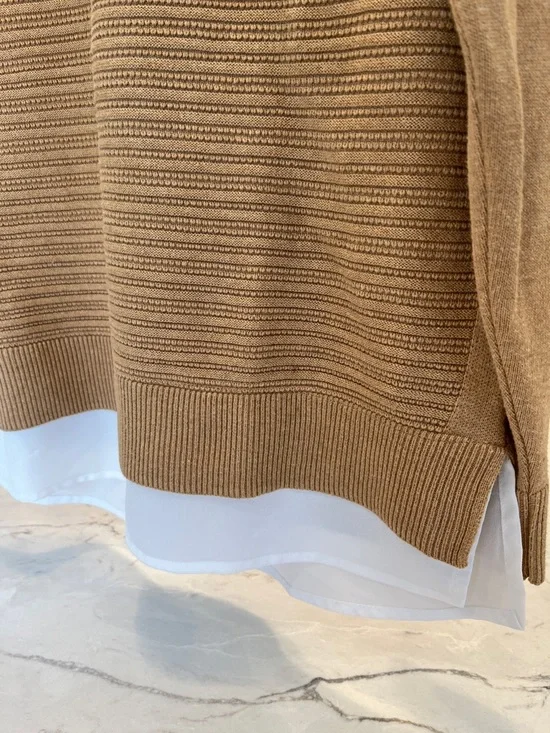 Hilary Radley Camel V-Neck Ribbed Sweater - Picture 4 of 9